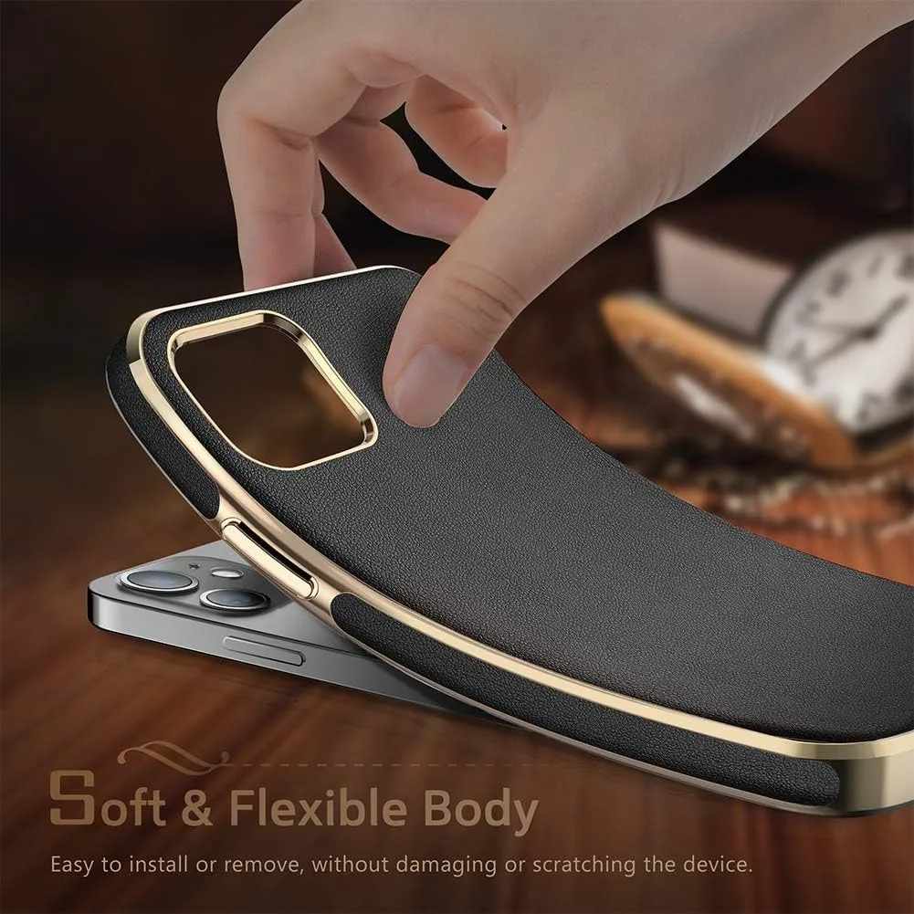 LOHASIC for iPhone 12 Pro Max Phone Case, Luxury Leather Business Premium Classic Cover Non Slip Grip Flexible Shockproof Bumper Protective Cases Compatible with iPhone 12 Pro Max 5G 6.7" - Black