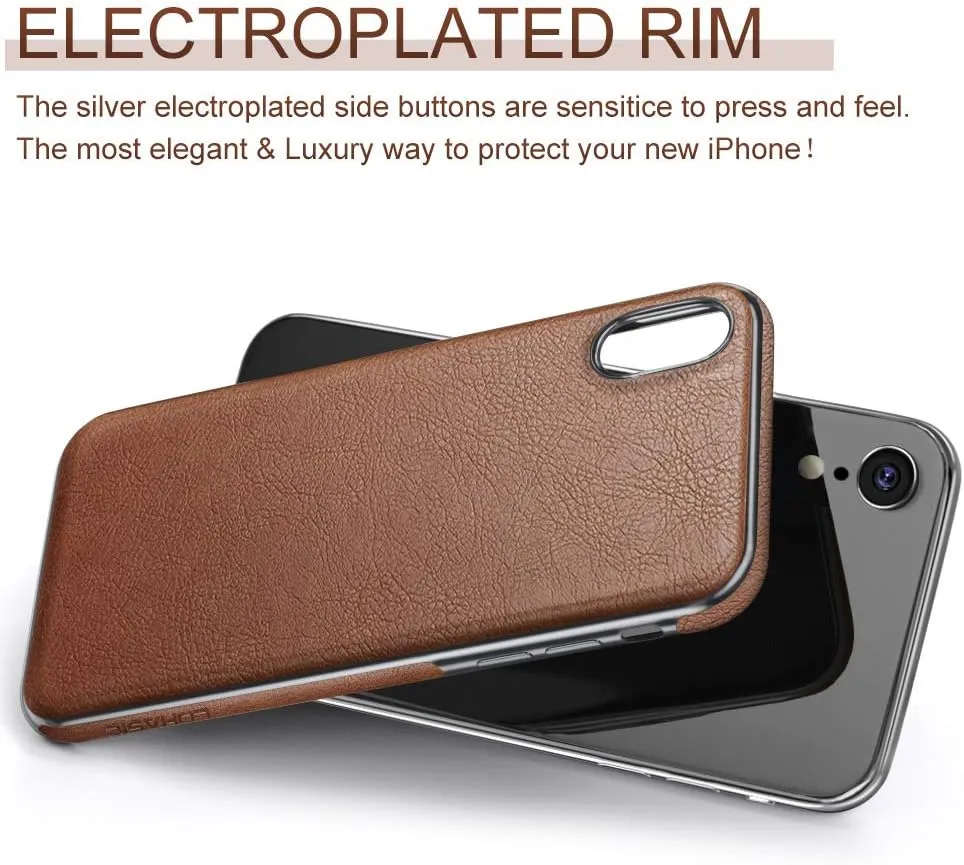 LOHASIC for iPhone XR Case, Premium Leather Slim Fit Flexible Defender Anti-Slip Soft Grip Scratch Resistant Protective Cover Soft Cases Compatible with iPhone XR (2018) 6.1 inch - Brown