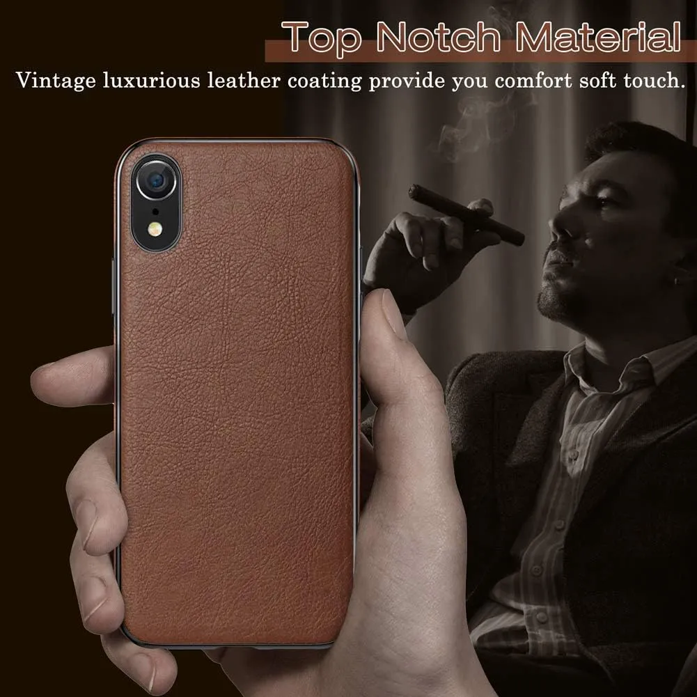 LOHASIC for iPhone XR Case, Premium Leather Slim Fit Flexible Defender Anti-Slip Soft Grip Scratch Resistant Protective Cover Soft Cases Compatible with iPhone XR (2018) 6.1 inch - Brown