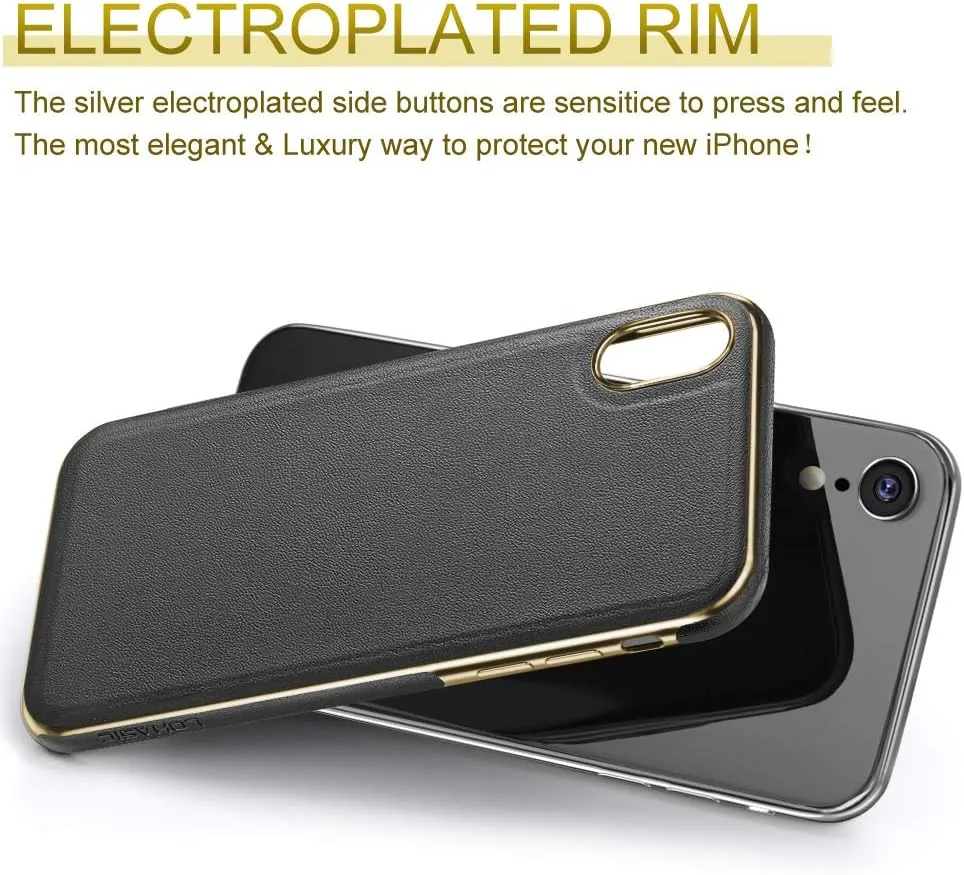 LOHASIC Leather Case for iPhone XR, Luxury Slim Flexible Soft Full Body Grip Bumper Shockproof Protective Cover Cases Compatible with iPhone XR (2018) 6.1 inch - Black