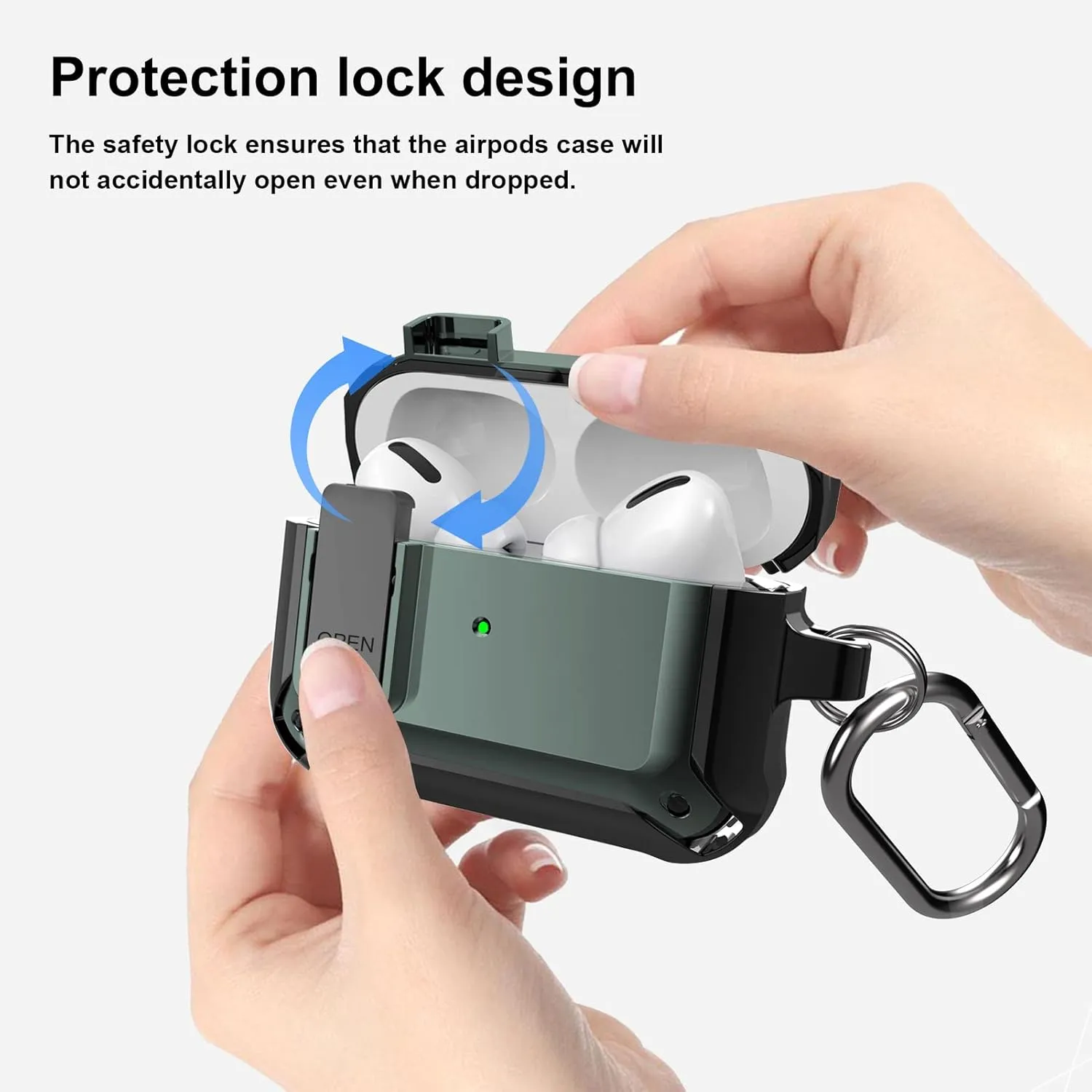 Lopnord Shockproof Protective Case for AirPods Pro 2019/2022, Full-body Protection, Convenient Charging, Portable Carabiner, Stylish Design