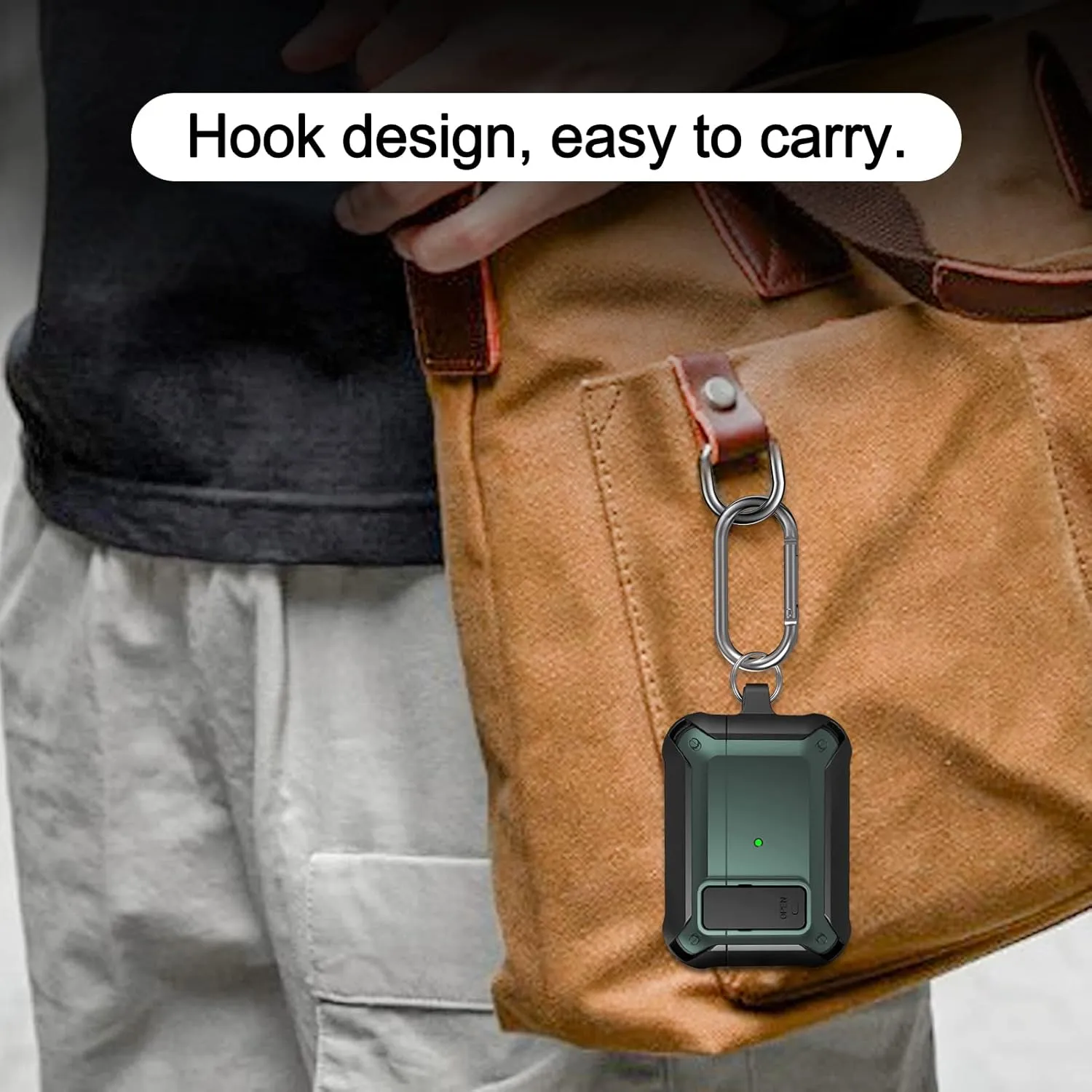 Lopnord Shockproof Protective Case for AirPods Pro 2019/2022, Full-body Protection, Convenient Charging, Portable Carabiner, Stylish Design