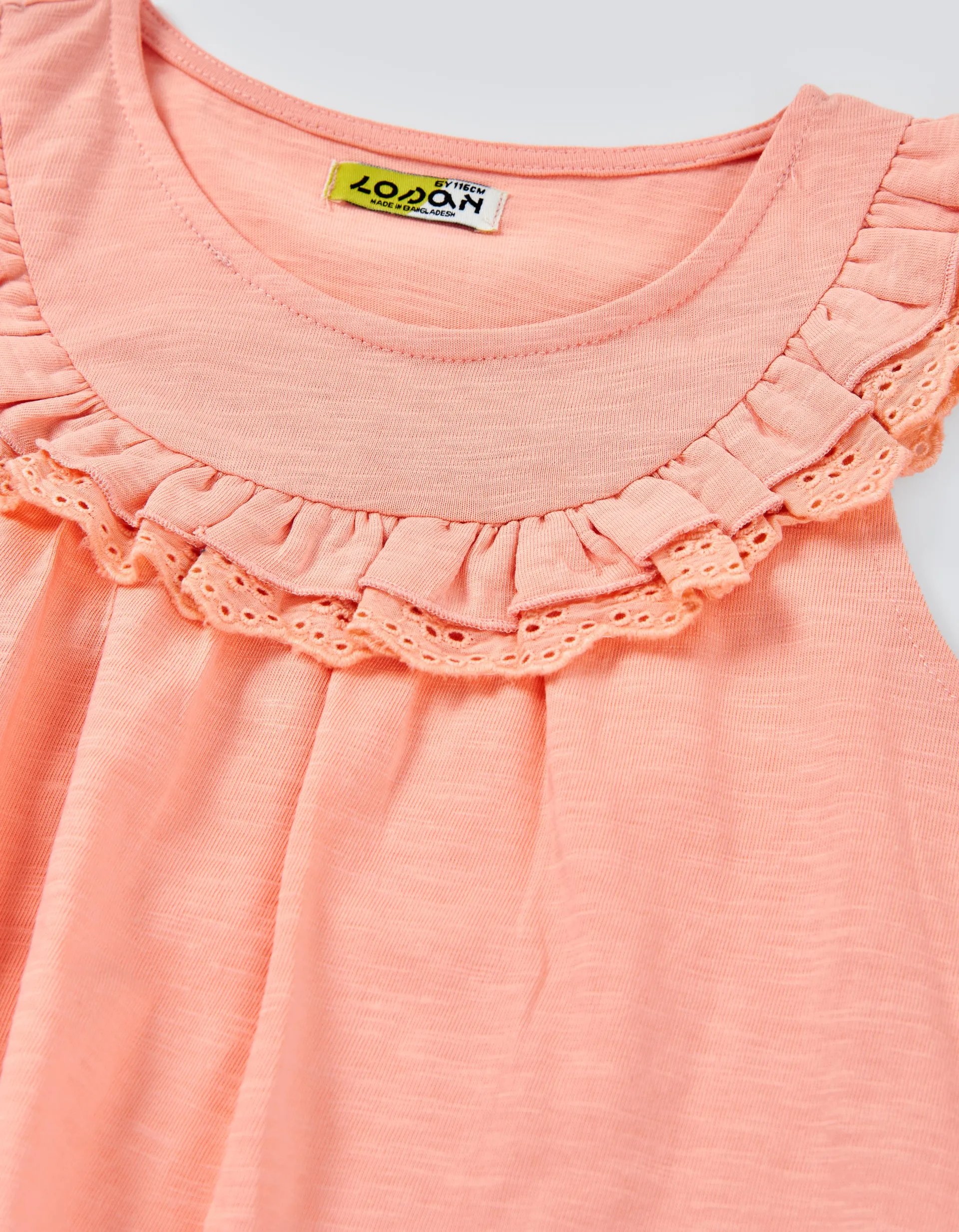 LOSAN ALLOVER EYELET FLUTTER SLEEVE JUMPER