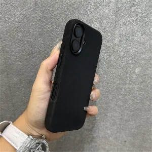 Luxury Flannel Fabric Magnetic Wireless Charge Cases for iPhone 16 15 14 13 16pro Max Metal Lens Shockproof Cover(for iPhone 16/Black)