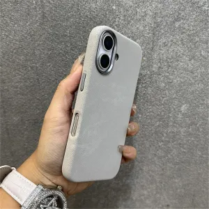 Luxury Flannel Fabric Magnetic Wireless Charge Cases for iPhone 16 15 14 13 16pro Max Metal Lens Shockproof Cover(for iPhone 16/Gray)