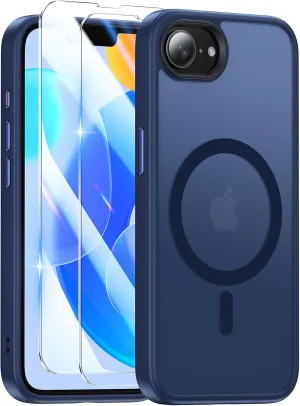 Magnetic Case Designed for iPhone 16e (6.1 inch), [with 2X Clear Screen Protectors][Compatible with MagSafe], Military-Grade Protection, Shockproof Protective Case for iPhone SE 4th (2025), Blue