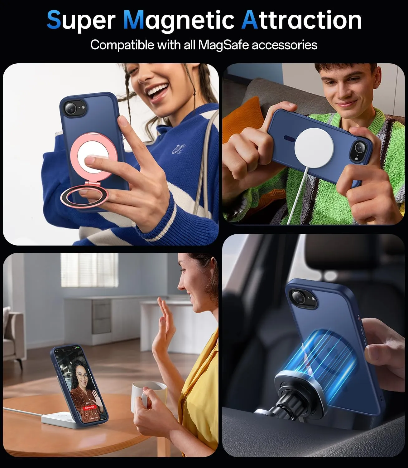 Magnetic Case Designed for iPhone 16e (6.1 inch), [with 2X Clear Screen Protectors][Compatible with MagSafe], Military-Grade Protection, Shockproof Protective Case for iPhone SE 4th (2025), Blue