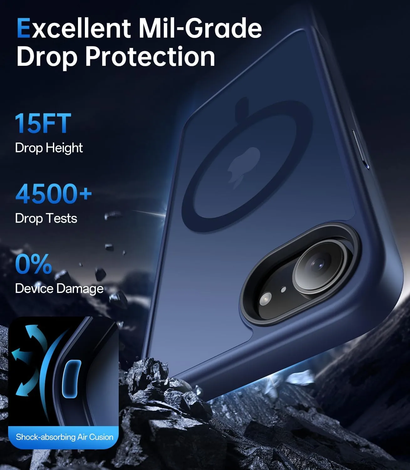 Magnetic Case Designed for iPhone 16e (6.1 inch), [with 2X Clear Screen Protectors][Compatible with MagSafe], Military-Grade Protection, Shockproof Protective Case for iPhone SE 4th (2025), Blue