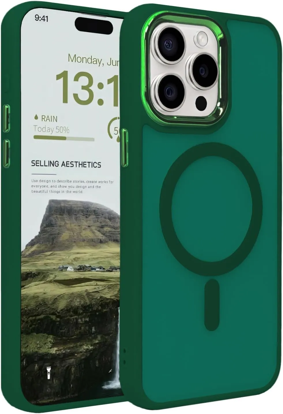 Magnetic Case for iPhone 11 [MagSafe Compatible] - Translucent Matte Slim Thin Shockproof Protective Cover for Women, Men, and Girls, Compatible with iPhone 11, Green