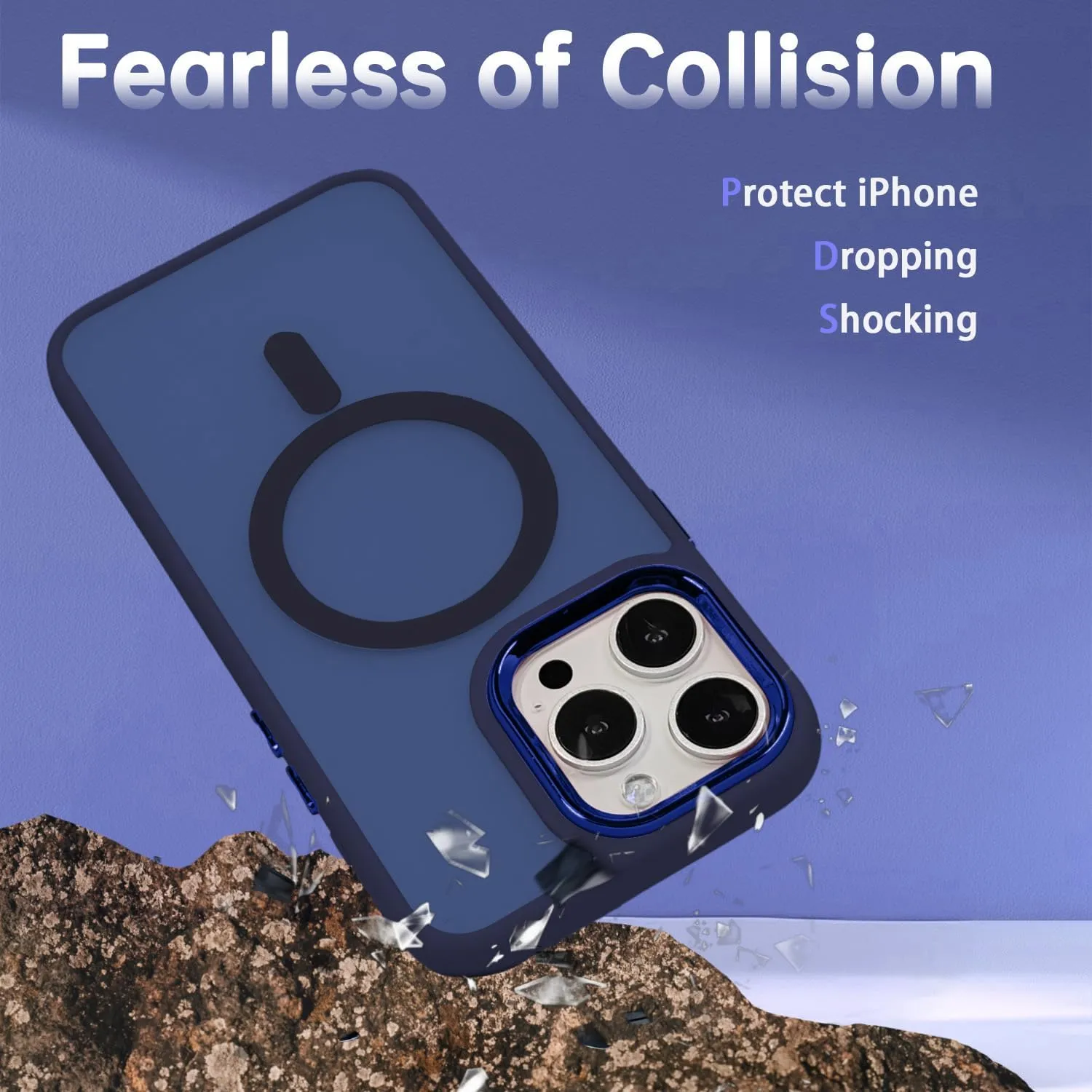 Magnetic Case for iPhone 13 [MagSafe Compatible] - Translucent Matte Slim Thin Shockproof Protective Cover for Women, Men, and Girls, Compatible with iPhone 13, Navy Blue