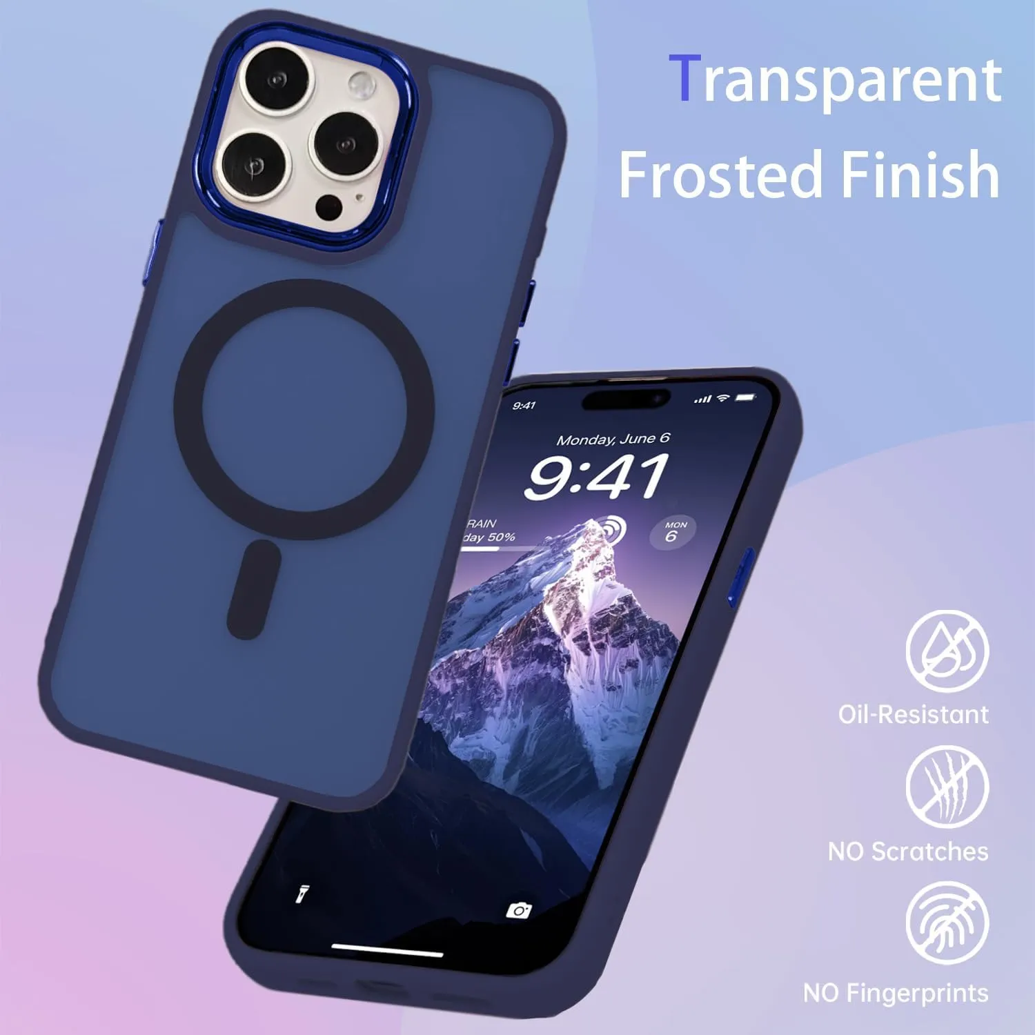 Magnetic Case for iPhone 13 [MagSafe Compatible] - Translucent Matte Slim Thin Shockproof Protective Cover for Women, Men, and Girls, Compatible with iPhone 13, Navy Blue