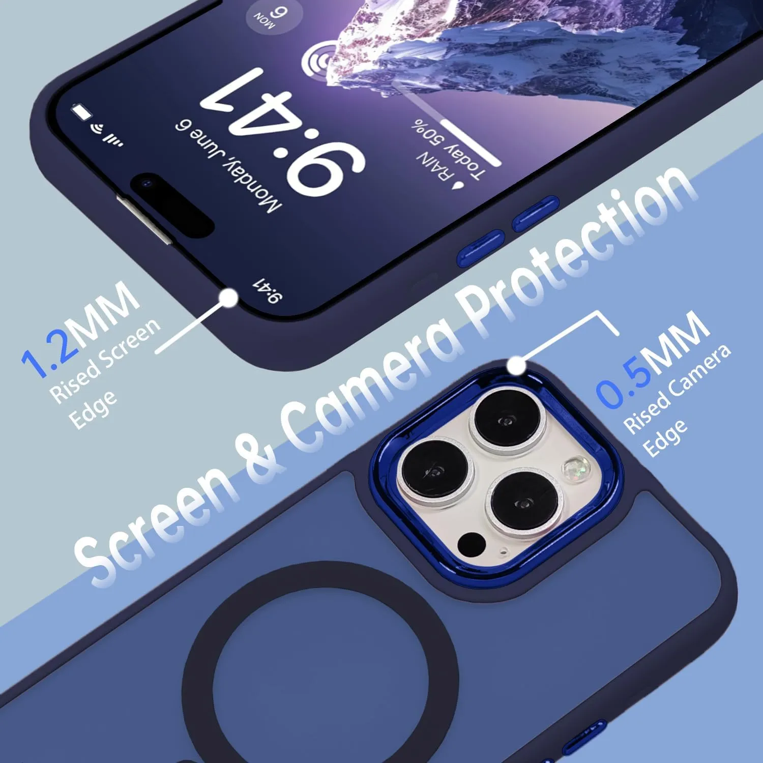 Magnetic Case for iPhone 13 [MagSafe Compatible] - Translucent Matte Slim Thin Shockproof Protective Cover for Women, Men, and Girls, Compatible with iPhone 13, Navy Blue