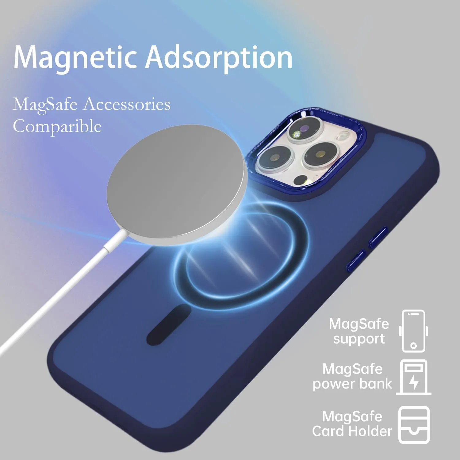 Magnetic Case for iPhone 13 [MagSafe Compatible] - Translucent Matte Slim Thin Shockproof Protective Cover for Women, Men, and Girls, Compatible with iPhone 13, Navy Blue