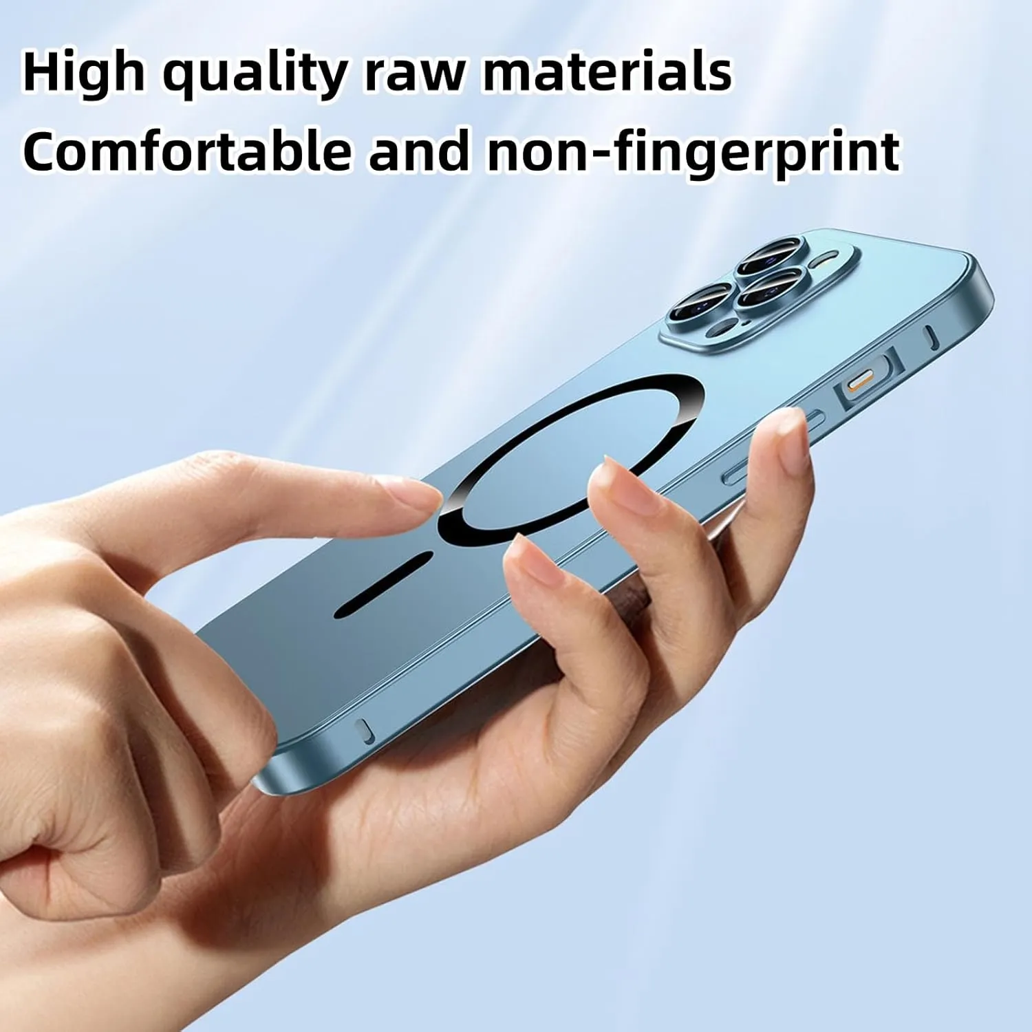 Magnetic Charging Aluminum Metal Bumper Matte Shell for iPhone, Magnetic Charging Anti-Collision Matte Protective case for iPhone 15/14/13/12 Pro Max (Black,13promax)
