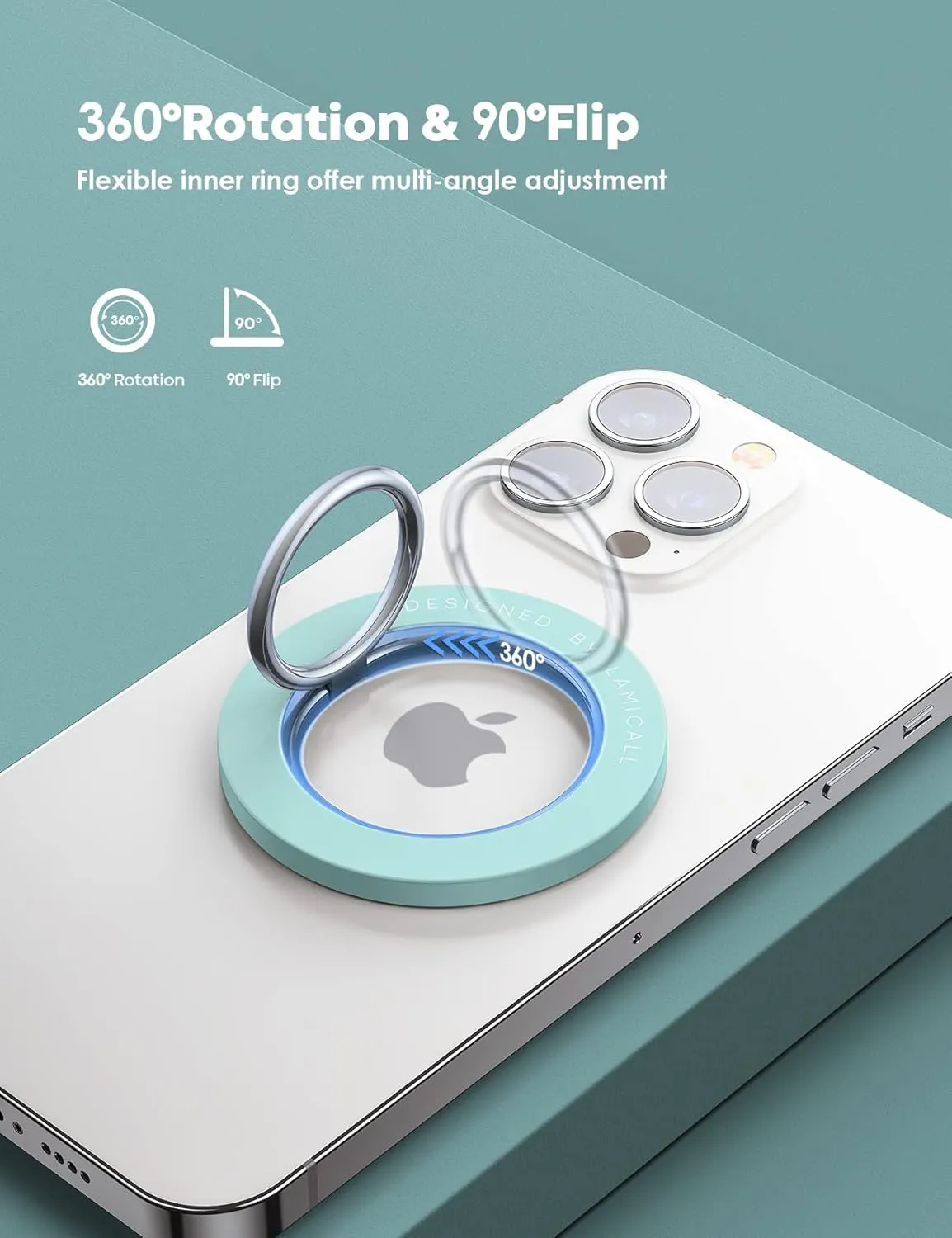 Magnetic Phone Ring Holder for Mag Safe - Lamicall Magnetic Finger Phone Ring Stand Holder, Magnet Ring Grip, Compatible with iPhone 14 Plus 13 12, Pro, Pro Max, Mini, Grass Green