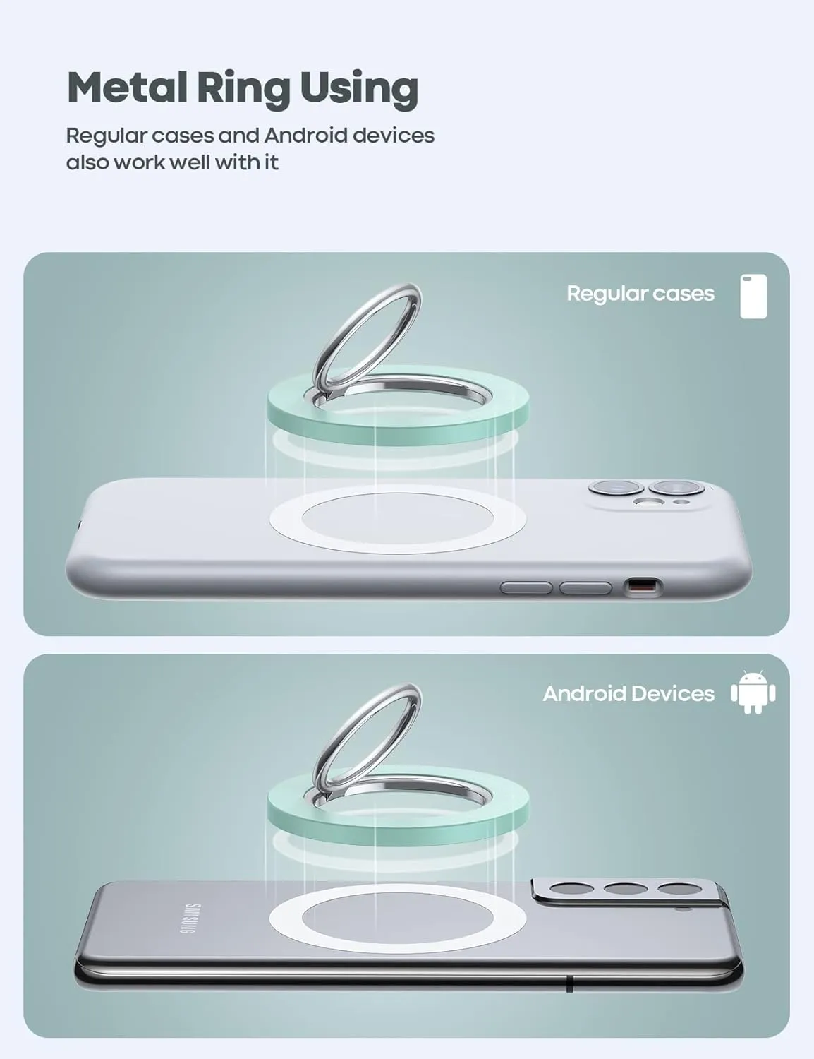 Magnetic Phone Ring Holder for Mag Safe - Lamicall Magnetic Finger Phone Ring Stand Holder, Magnet Ring Grip, Compatible with iPhone 14 Plus 13 12, Pro, Pro Max, Mini, Grass Green