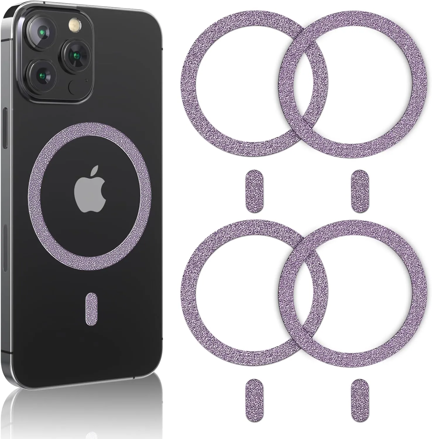 Magnetic Ring,Compatible with MagSafe Stickers,Supports Wireless Charging,Universal Magnetic Conversion Kit,Suitable for iPhone 15/14/13/12/11,Galaxy S23/S22/S21 All Phones-5 Pack(Purple)