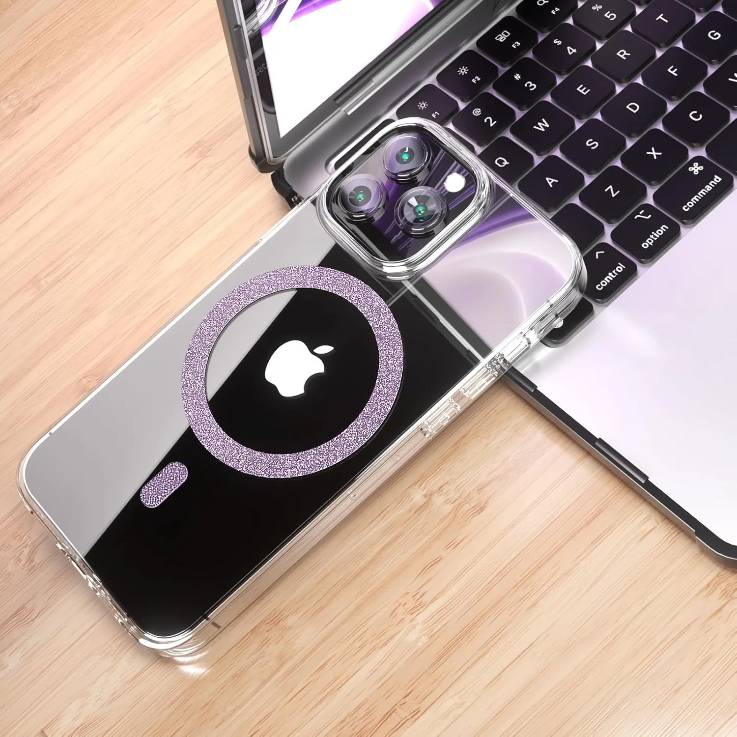 Magnetic Ring,Compatible with MagSafe Stickers,Supports Wireless Charging,Universal Magnetic Conversion Kit,Suitable for iPhone 15/14/13/12/11,Galaxy S23/S22/S21 All Phones-5 Pack(Purple)
