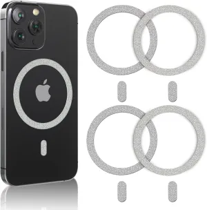 Magnetic Ring,Compatible with MagSafe Stickers,Supports Wireless Charging,Universal Magnetic Conversion Kit,Suitable for iPhone 15/14/13/12/11,Galaxy S23/S22/S21 All Phones- 5 Pack(Silver)