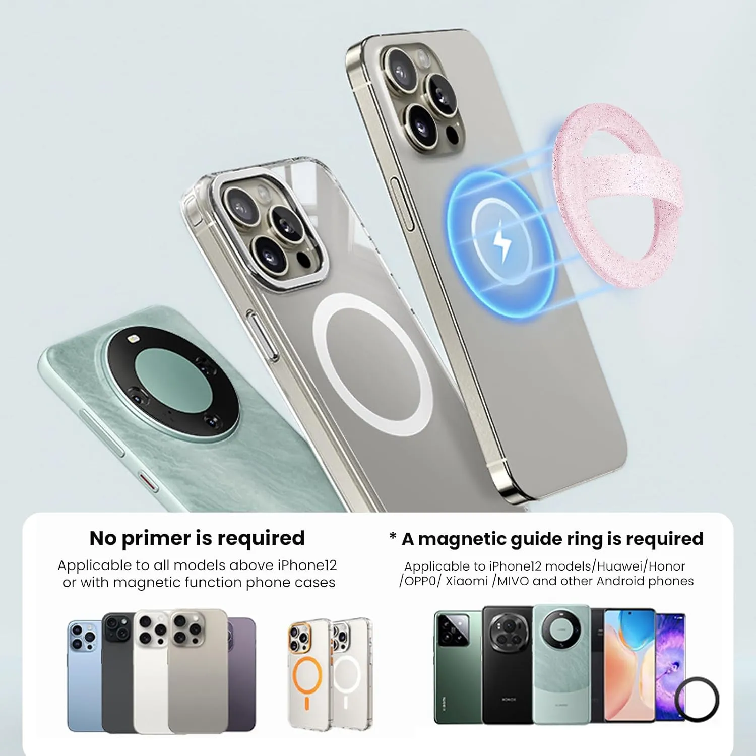 Magnetic Silicone Comfy Ring Grip Phone Holder, Loop Grip Phone Holder,Strong Grip,Comfortable,Easy to Install and Remove,Compatible with Magsafe for iPhone 16/15/14/13/12 Series (Pink Sparkle)