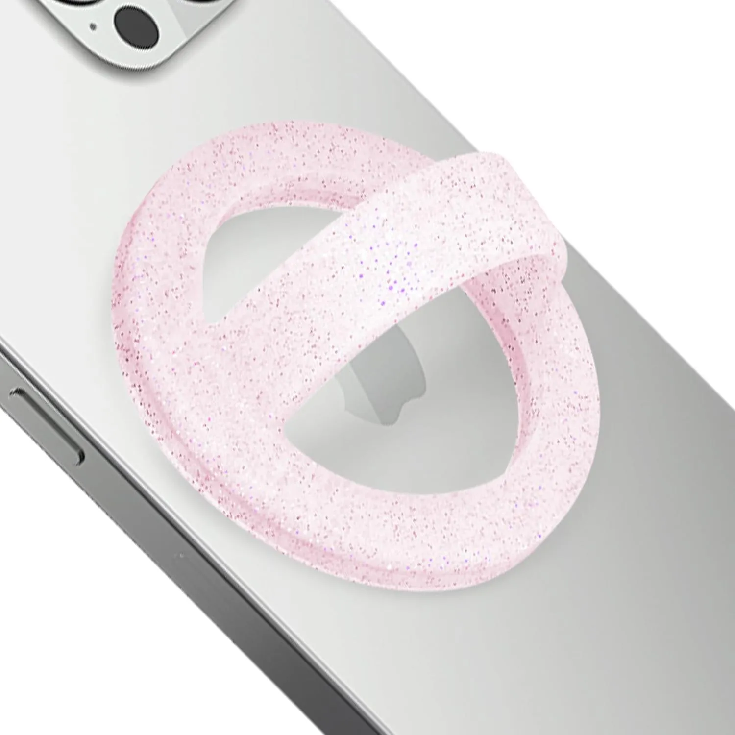 Magnetic Silicone Comfy Ring Grip Phone Holder, Loop Grip Phone Holder,Strong Grip,Comfortable,Easy to Install and Remove,Compatible with Magsafe for iPhone 16/15/14/13/12 Series (Pink Sparkle)