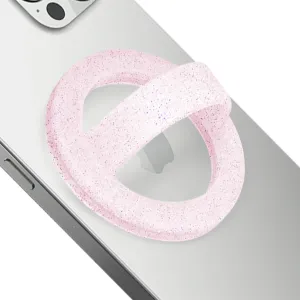 Magnetic Silicone Comfy Ring Grip Phone Holder, Loop Grip Phone Holder,Strong Grip,Comfortable,Easy to Install and Remove,Compatible with Magsafe for iPhone 16/15/14/13/12 Series (Pink Sparkle)