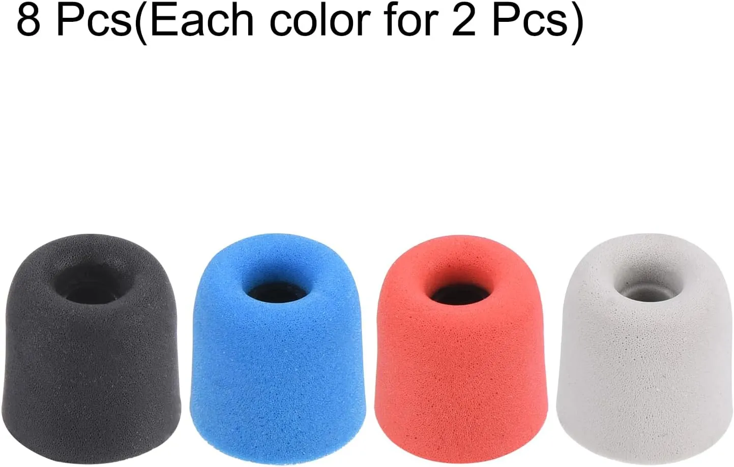 MECCANIXITY Replacement Foam Ear Tips Earbuds Bud 3-4mm Small Size Earbuds Tips for Earphones Red,Blue,Silver,Black 8 Pcs