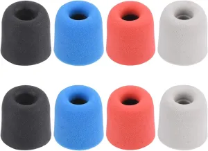 MECCANIXITY Replacement Foam Ear Tips Earbuds Bud 3-4mm Small Size Earbuds Tips for Earphones Red,Blue,Silver,Black 8 Pcs