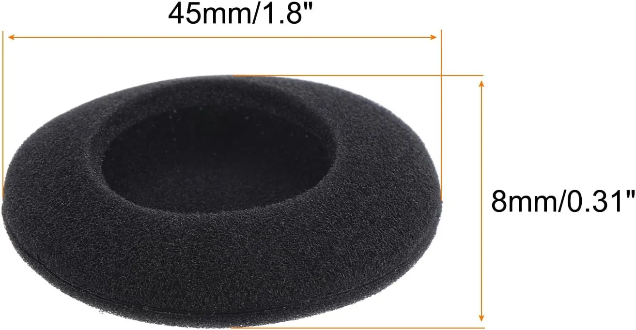 MECCANIXITY Replacement Foam Ear Tips Earbuds Bud 45mm Earbuds Tips for Earphones Black 10 Pcs