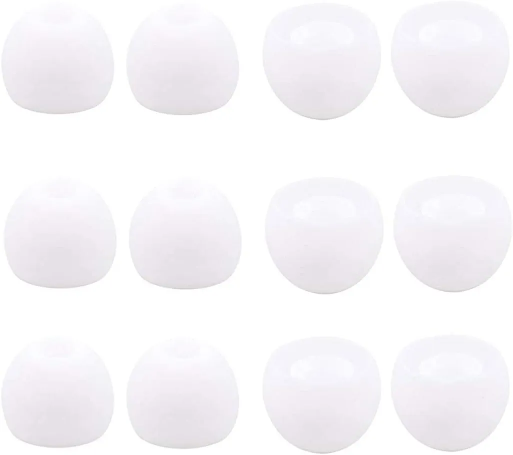 Medium Size 6 Pairs Silicone Eartips Eargels Earpads Ear Tips Gels Bud Compatible for Senso, Zeus, Otium, Hussar, Sony in-Ear Headphones,M,White