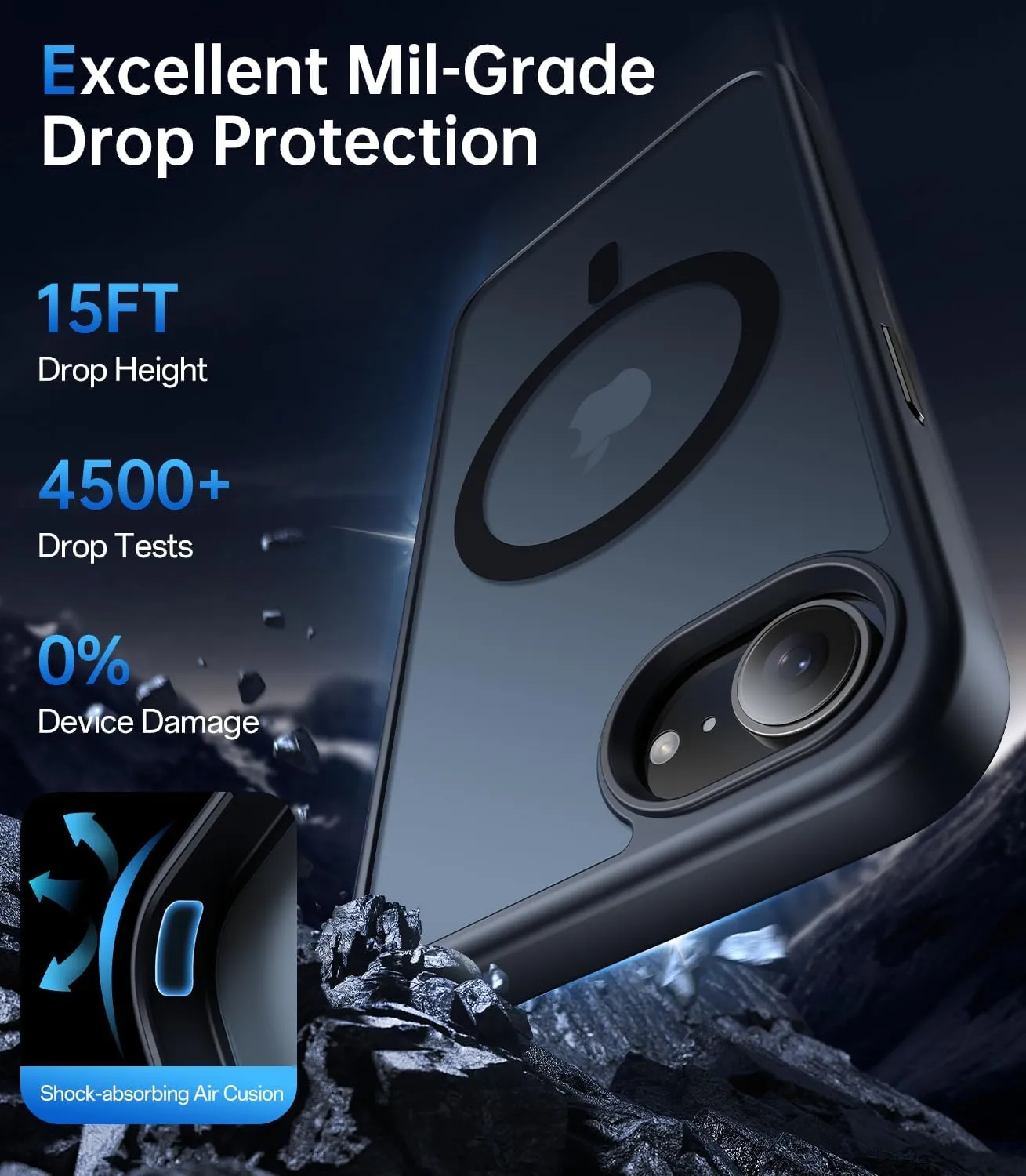 Meifigno Magnetic Case for iPhone 16e (6.1 inch), [with 1X Privacy  1X Clear Screen Protectors][Compatible with MagSafe], Military-Grade Protection, Shockproof Protective Case for iPhone SE4, Black
