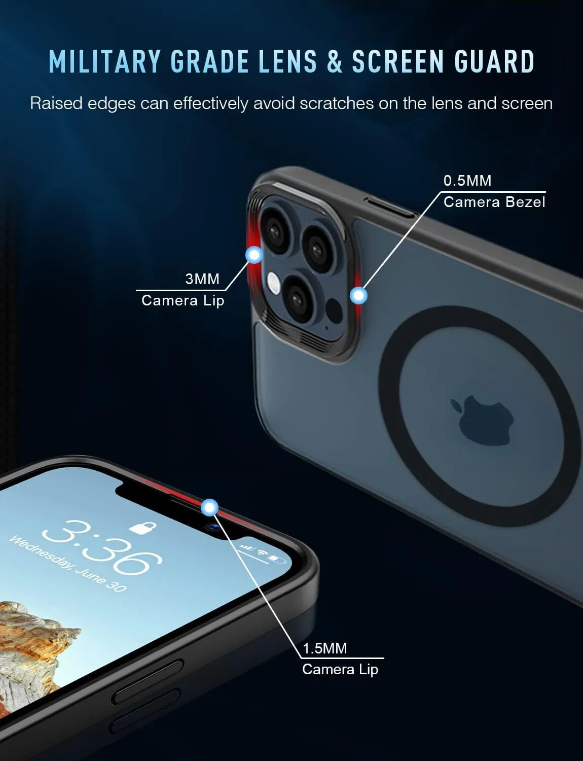 Mgnaooi Magnetic Case for iPhone 12 Pro Max Case [MIL-Grade Drop Tested & Compatible with MagSafe] Translucent Matte Back with Aluminum Alloy Keys, Shockproof Phone 12 Pro Max Case 6.7 Inch, Black