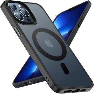 Mgnaooi Magnetic Case for iPhone 12 Pro Max Case [MIL-Grade Drop Tested & Compatible with MagSafe] Translucent Matte Back with Aluminum Alloy Keys, Shockproof Phone 12 Pro Max Case 6.7 Inch, Black