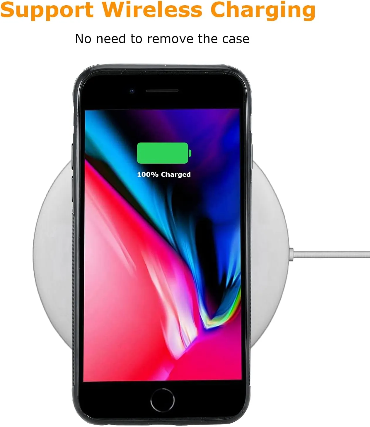 molzar GripBig Series for iPhone 8 Plus/7 Plus/6 Plus Case, Built-in Metal Plate for Magnetic Mount, Works with Qi-Certified Chargers, Compatible with iPhone 8P/7P/6sP/6P, Black/Black