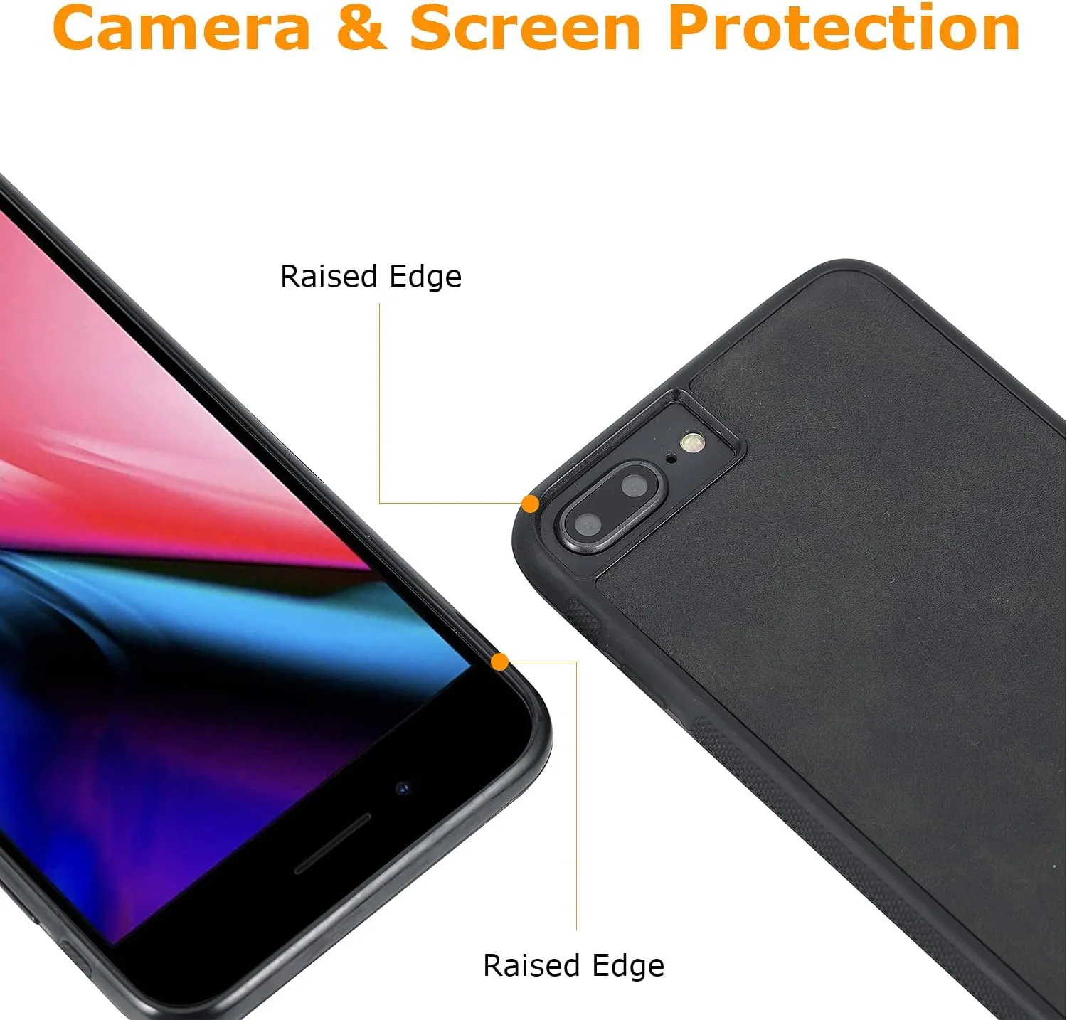 molzar GripBig Series for iPhone 8 Plus/7 Plus/6 Plus Case, Built-in Metal Plate for Magnetic Mount, Works with Qi-Certified Chargers, Compatible with iPhone 8P/7P/6sP/6P, Black/Black