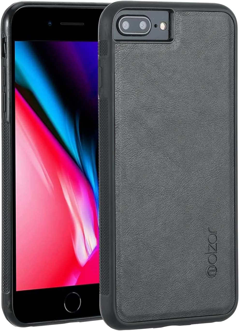 molzar GripBig Series for iPhone 8 Plus/7 Plus/6 Plus Case, Built-in Metal Plate for Magnetic Mount, Works with Qi-Certified Chargers, Compatible with iPhone 8P/7P/6sP/6P, Black/Black