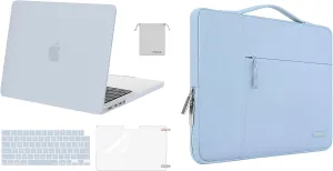 MOSISO Compatible with MacBook Pro 14 inch Case 2024 2023 2022 2021 Release M3 A2918 A2992 M2 A2779 M1 A2442, Plastic Hard Shell&Keyboard Cover&Screen Protector&Storage Bag&Bag, Baby Blue&Air Blue