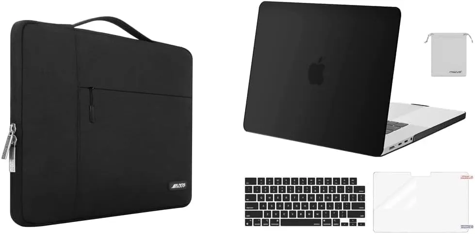 MOSISO Compatible with MacBook Pro 16 inch Case 2021 Release A2485 M1, Multifunctional Sleeve Bag&Plastic Hard Shell&Keyboard Skin&Screen Protector&Storage Bag, Black
