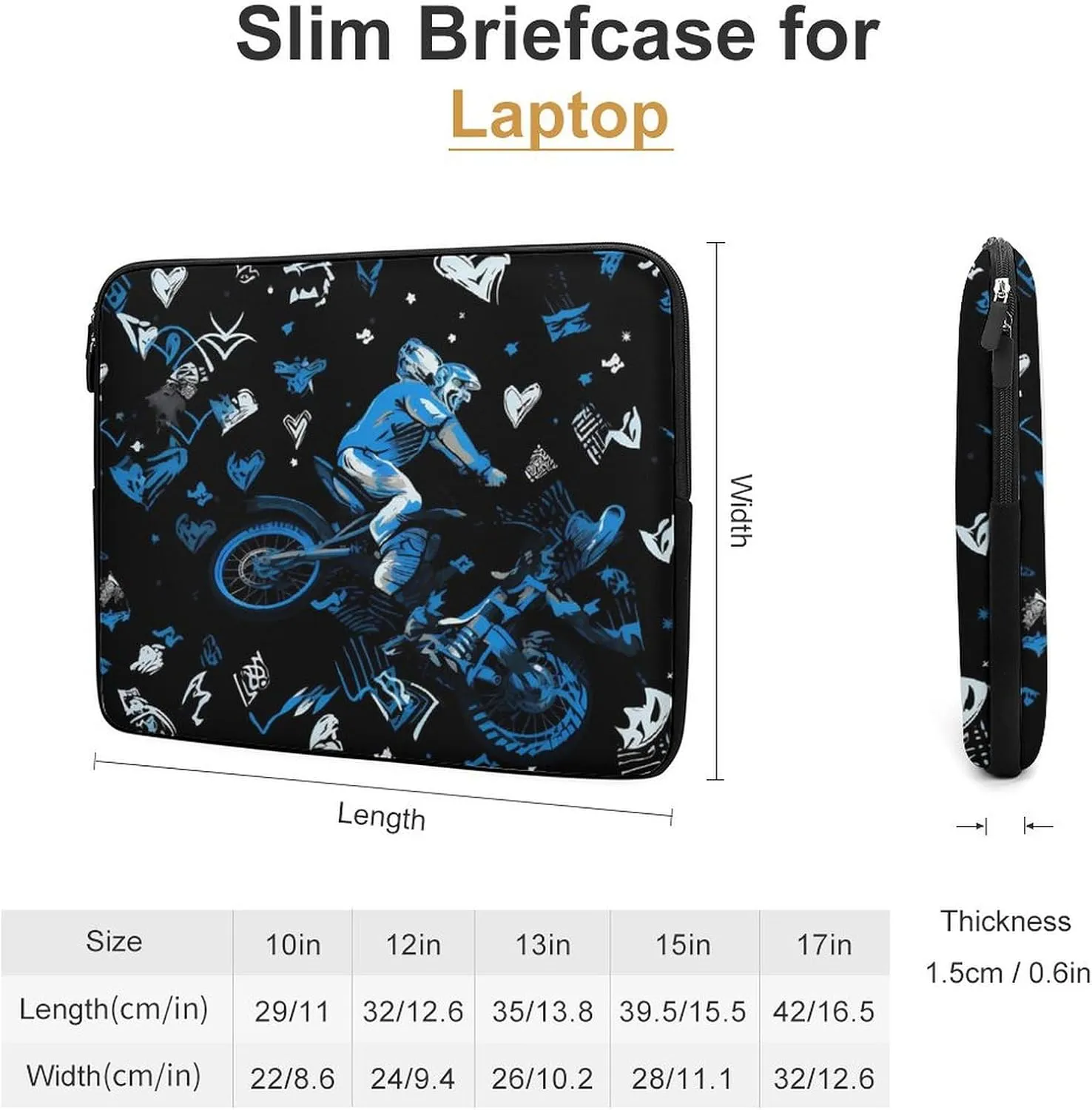 Motorcycle Laptop Case Sleeve Bag 15inch Durable Shockproof Protective Computer Carrying Cover Briefcase