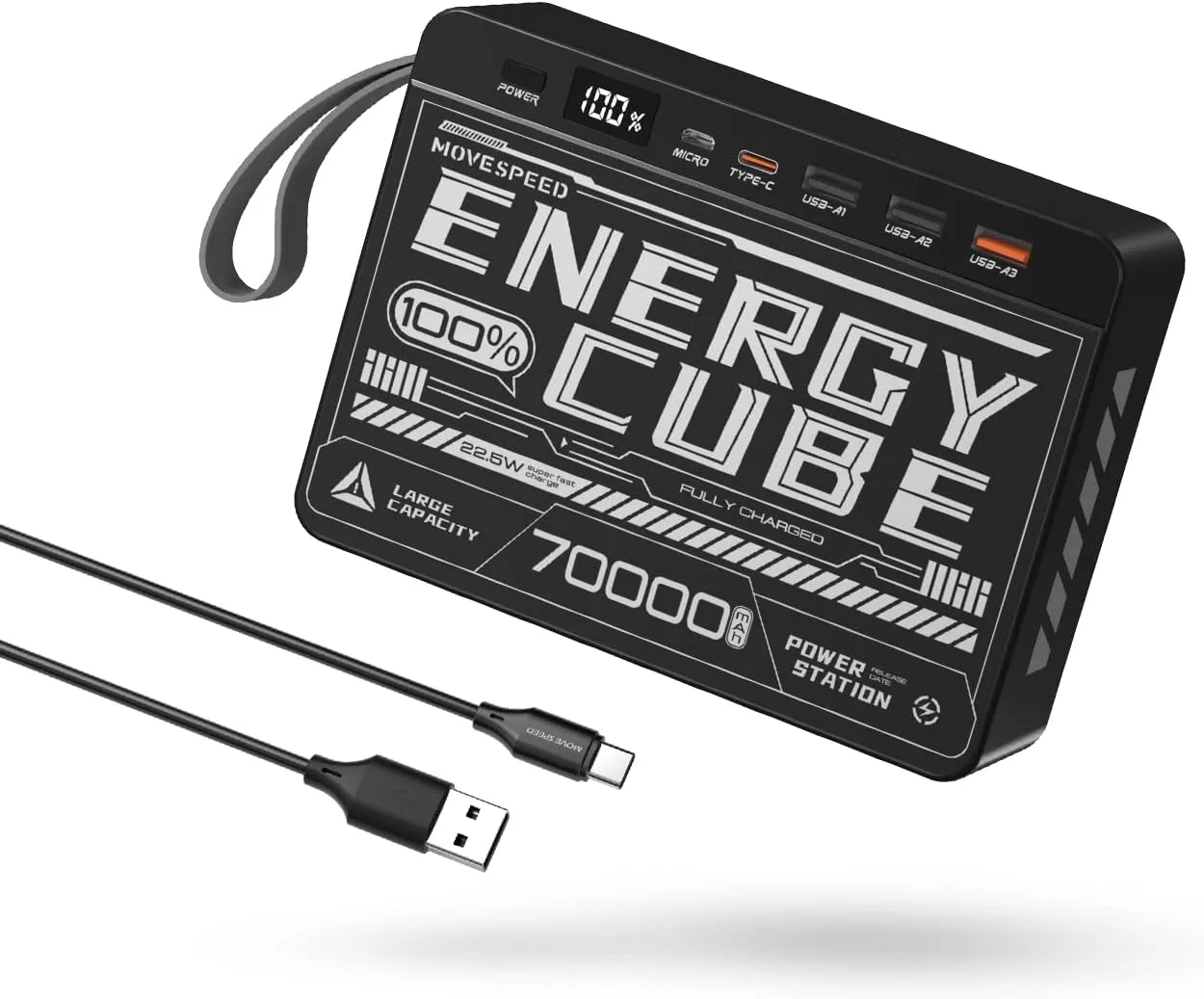 MOVE SPEED 2025 Upgrade 70000mAh Power Bank High Capacity, 22.5W Max PD 3.0 Fast Charging, Large Power Bank,4 Outputs 2 Inputs,LED Display,USB-C Battery Packs for iPhone, Samsung,Camping,Travel
