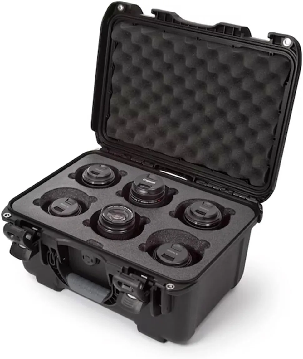 NANUK 918 Waterproof Hard Case with Custom Foam Insert for 6 Lenses (Black)