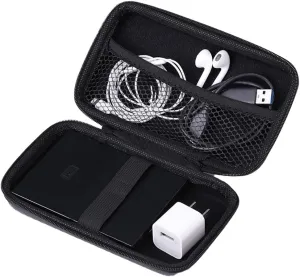 navor Portable Hard Carrying Travel Case in Black - Waterproof Electronics Organizer Pouch for Charger Cables | Universal Cable & Accessories Storage Bag
