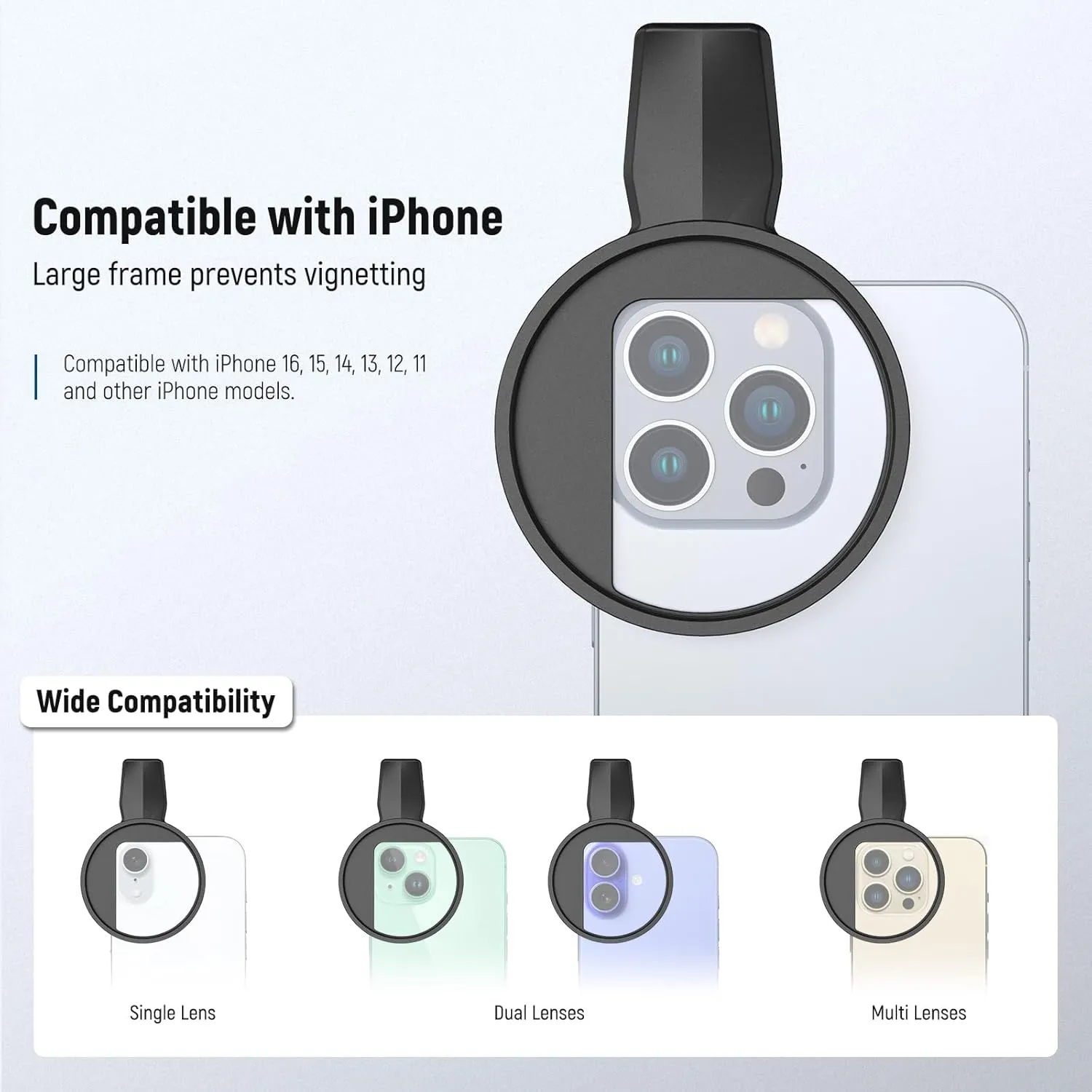 NEEWER 67mm Clip On CPL Filter Compatible with iPhone, Circular Polarizing Phone Camera Lens Photography Accessories Kit Polarizer Compatible with iPhone 16 15 Pro Max Plus 16e 14 13 mini 12, FL-B23