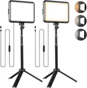 NiceVeedi LED Photography Lighting Kit, 2-Pack 8 Portable Video Light with Adjustable Tripod Stand, 2800K-6500K Dimmable Softlight Studio Light for Zoom, Game Streaming, YouTube