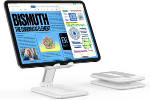 OMOTON Foldable Tablet Stand for iPad, Portable Monitor Stand, Desktop Dock Holder Compatible with iPad Pro/Air/Mini/Samsung Galaxy Tab/Phones (Up to 12.9 inches), Milk White