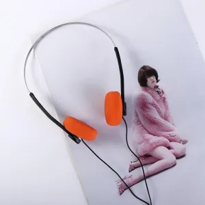 Orange Retro On Ear Headphones, Lightweight Portable Headphone with Adjustable Headband, Wired Stereo Headphones, Cute Walkman Headphone Trvel
