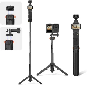Osmo Pocket 3 Tripod for Action Camera, Mini Table Desk Extendable Tripod Stand Small Handheld Selfie Stick with Quick Release 1/4'' Screw Vlog for DJI Action 5 Pro for Insta360 X4 X5 X3 Accessories
