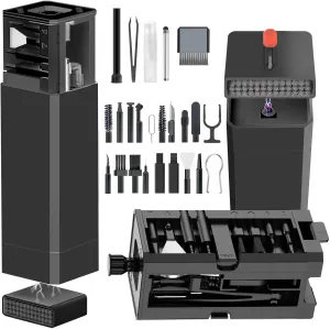 Phone Cleaning Kit with Port & Cable Cleaner, Stylus Pen, SIM Tool, Screen & Speaker Brush | Multi-Device Cleaner for iPhone, Samsung, AirPods, MacBook, Laptop, PC, Keyboard, iPad, Camera Lens (black)