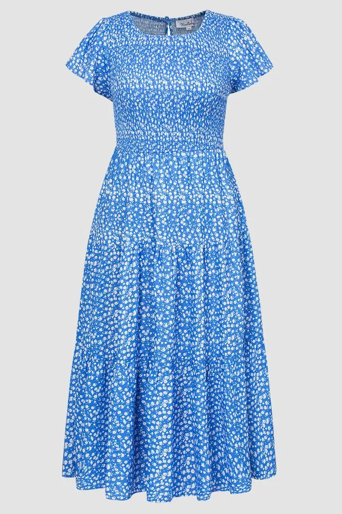 Plus Size Tiered Dress Short Sleeve Crew Neck A-Line Dress
