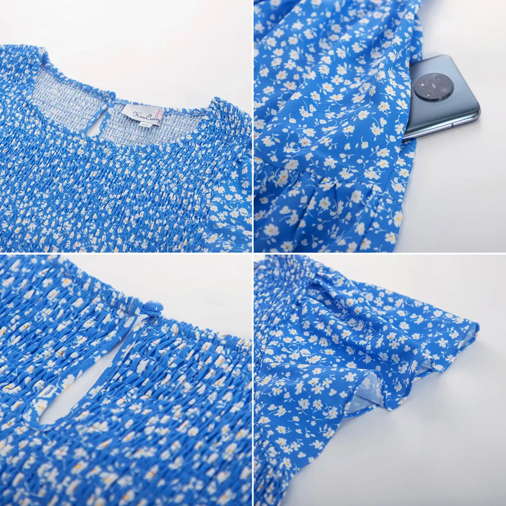 Plus Size Tiered Dress Short Sleeve Crew Neck A-Line Dress